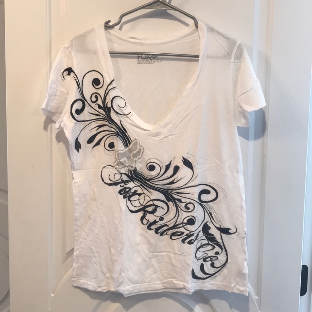 Pacsun xl Fox black & metallic silver graphic top